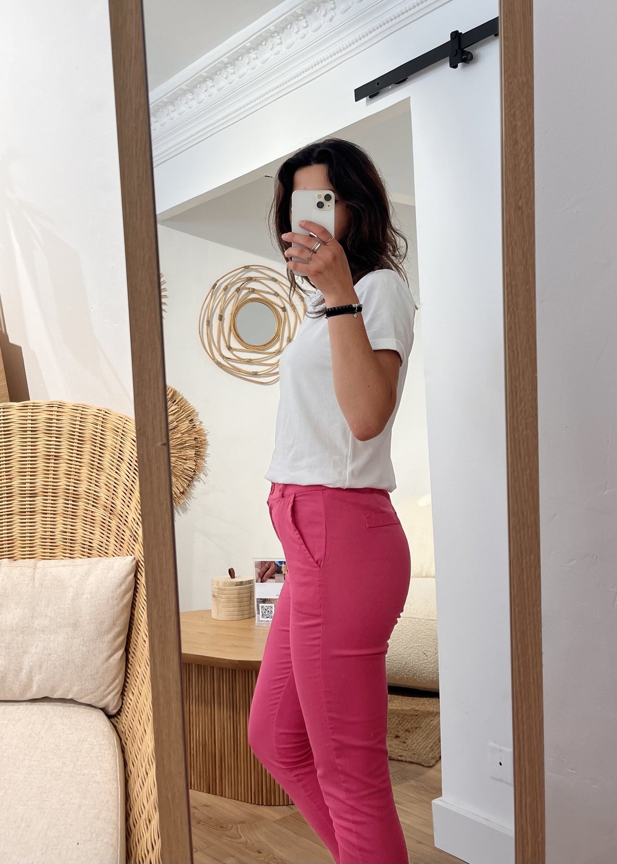 Pantalon slim coton stretch Alexandrine FRAMBOISE