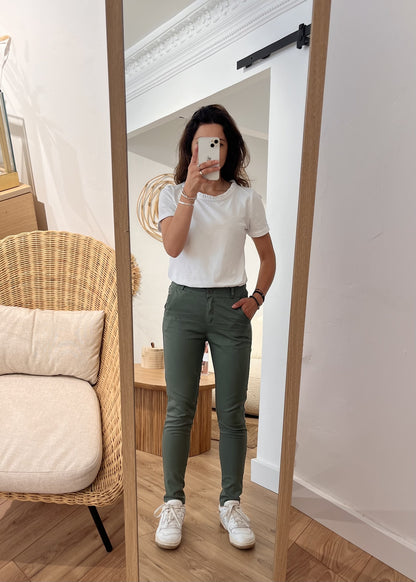 Pantalon slim coton stretch Alexandrine KAKI