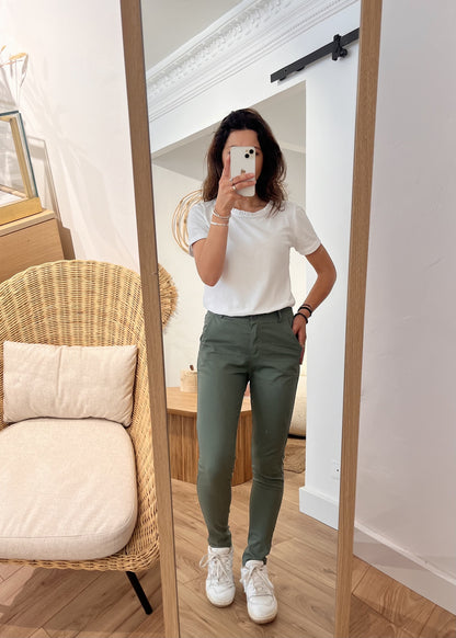 Pantalon slim coton stretch Alexandrine KAKI