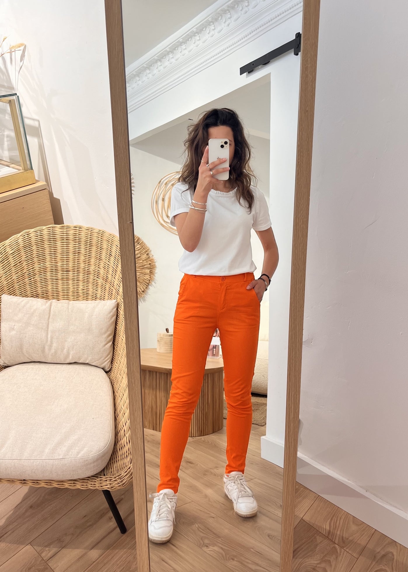 Pantalon slim coton stretch Alexandrine ORANGE