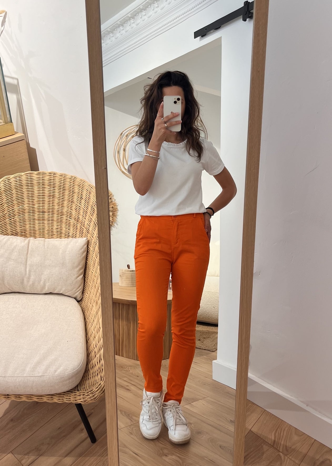 Pantalon slim coton stretch Alexandrine ORANGE