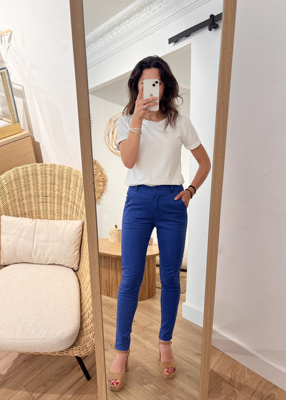 Pantalon slim coton stretch Alexandrine ROYAL
