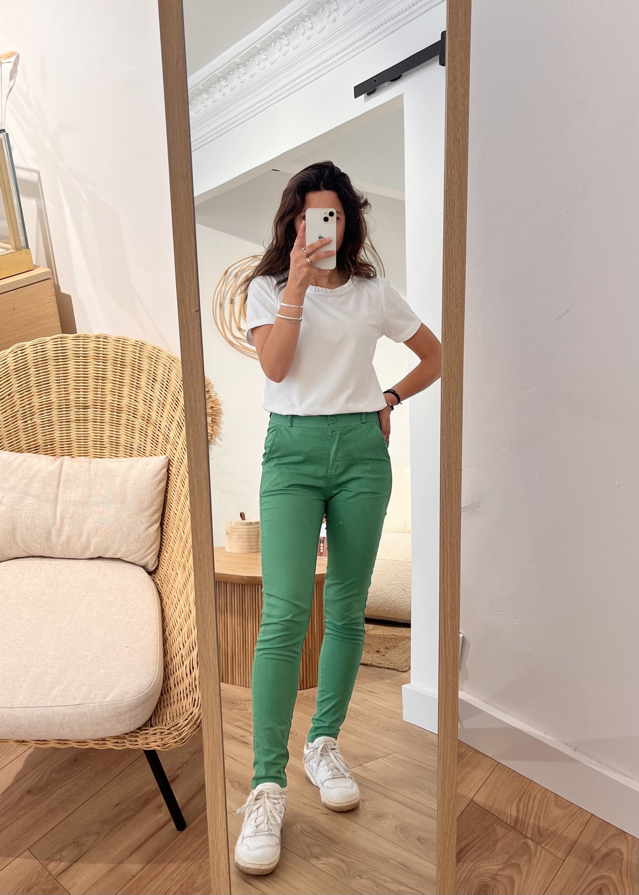 Pantalon slim coton stretch Alexandrine VERT GUCCI