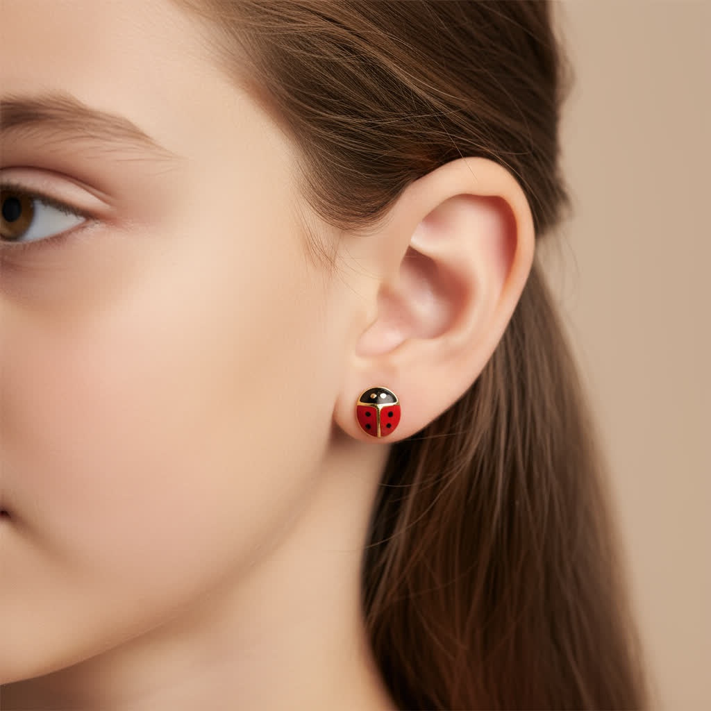 Puce coccinelles plaqué or 