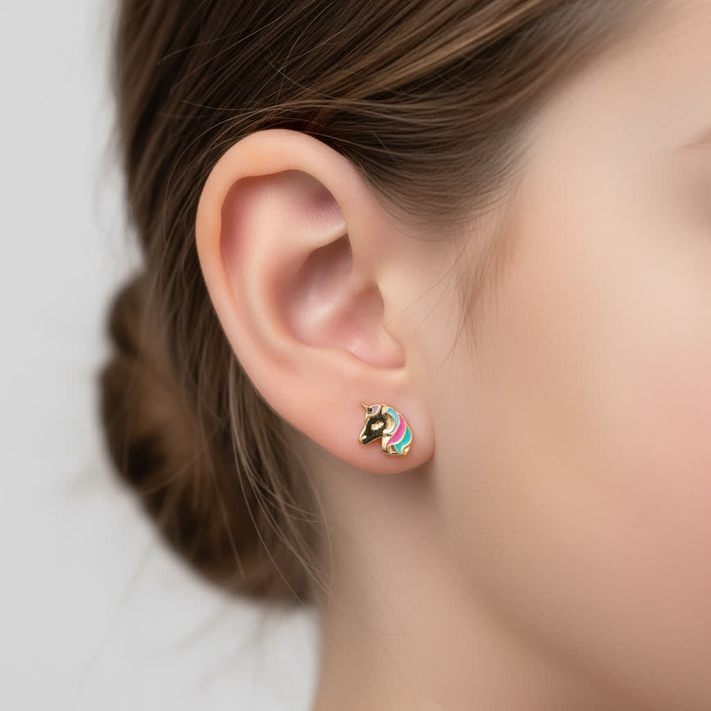 Puce licorne plaqué or - émaillée 