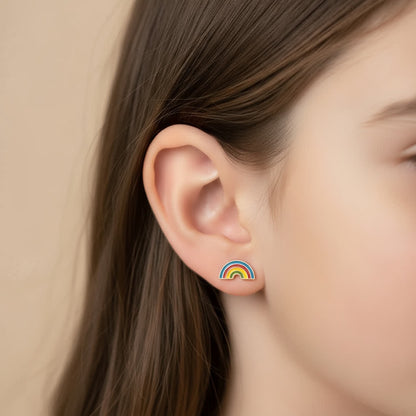 Puces arc en ciel plaqué or &amp; émail 