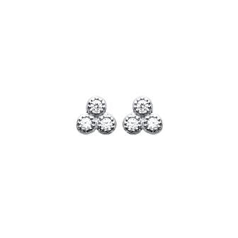 Puces argent rhodié & brillants 
