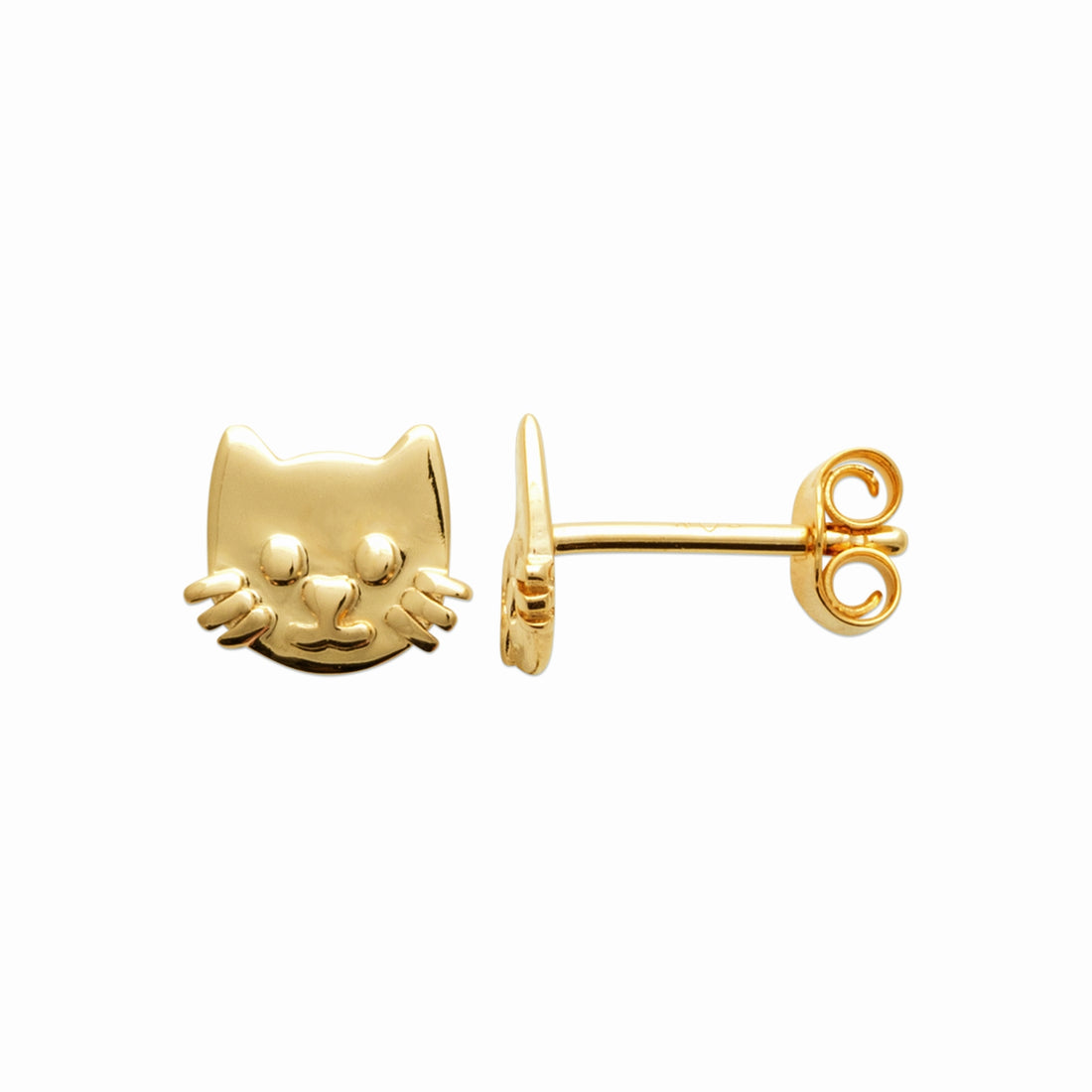 Puces chat plaqué or 