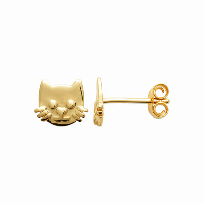 Puces chat plaqué or 