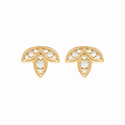 Puces d'oreilles plaqué or & brillants 