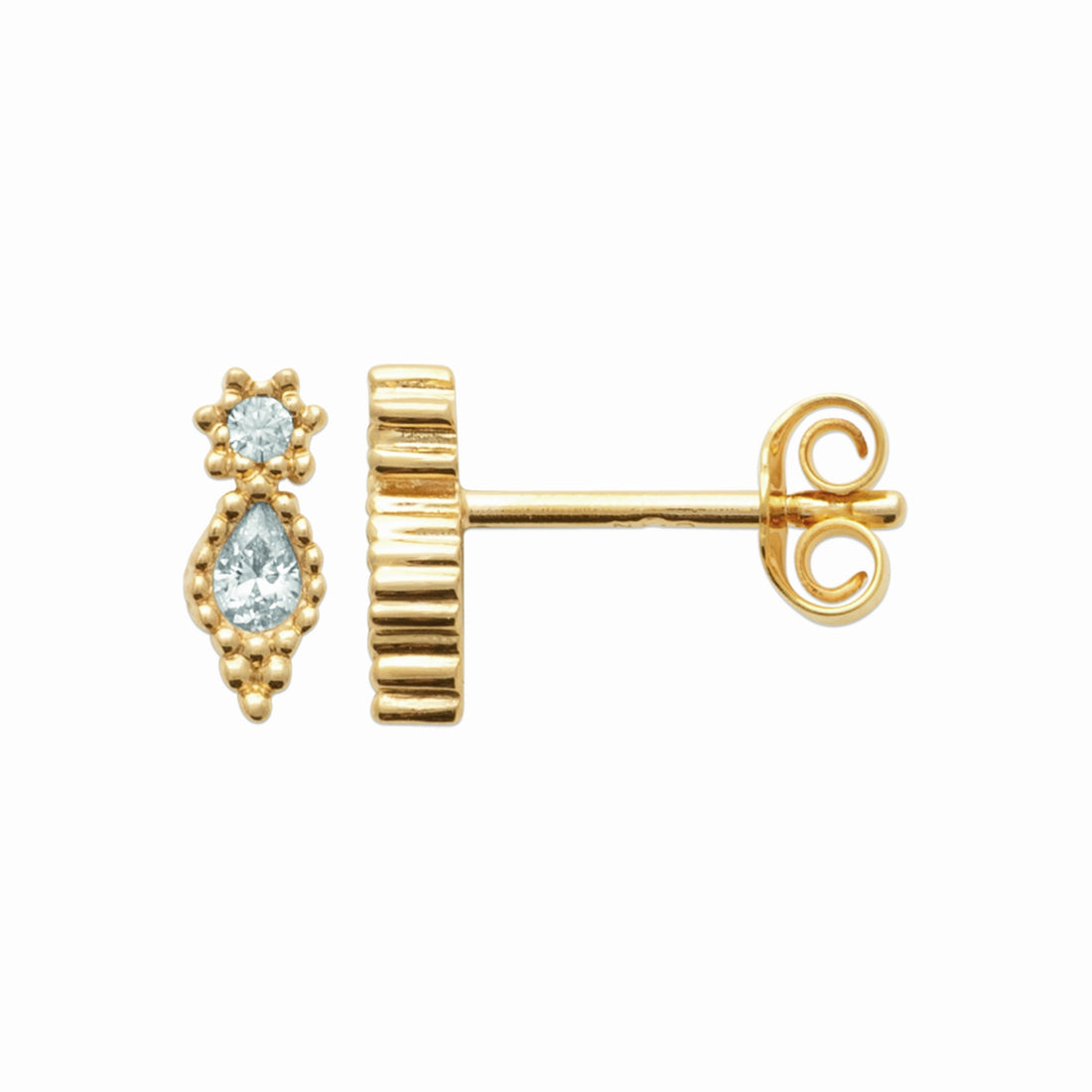 Puces dorées goutte sertie 