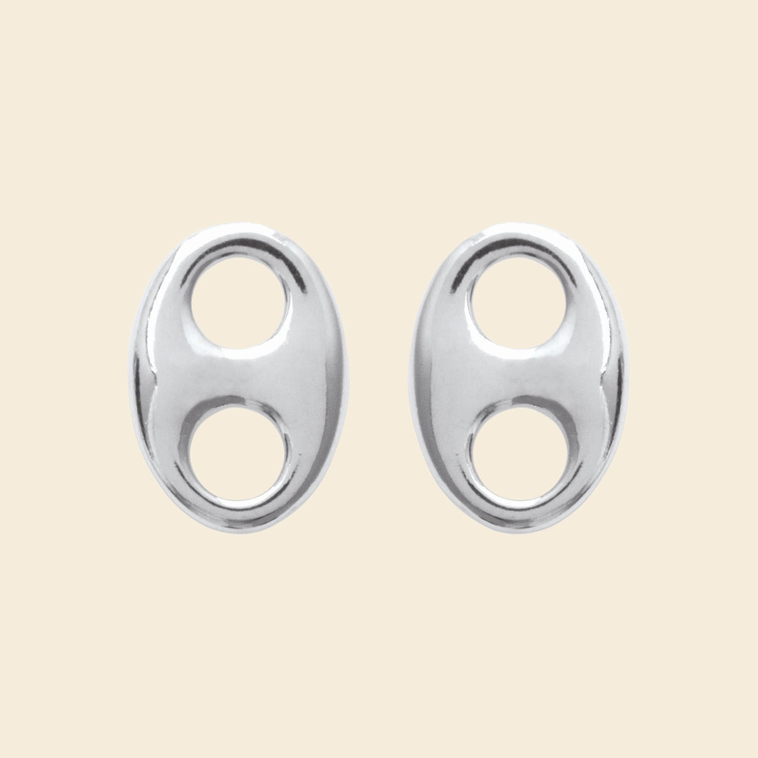 Puces ovales argent rhodié - ajourées 