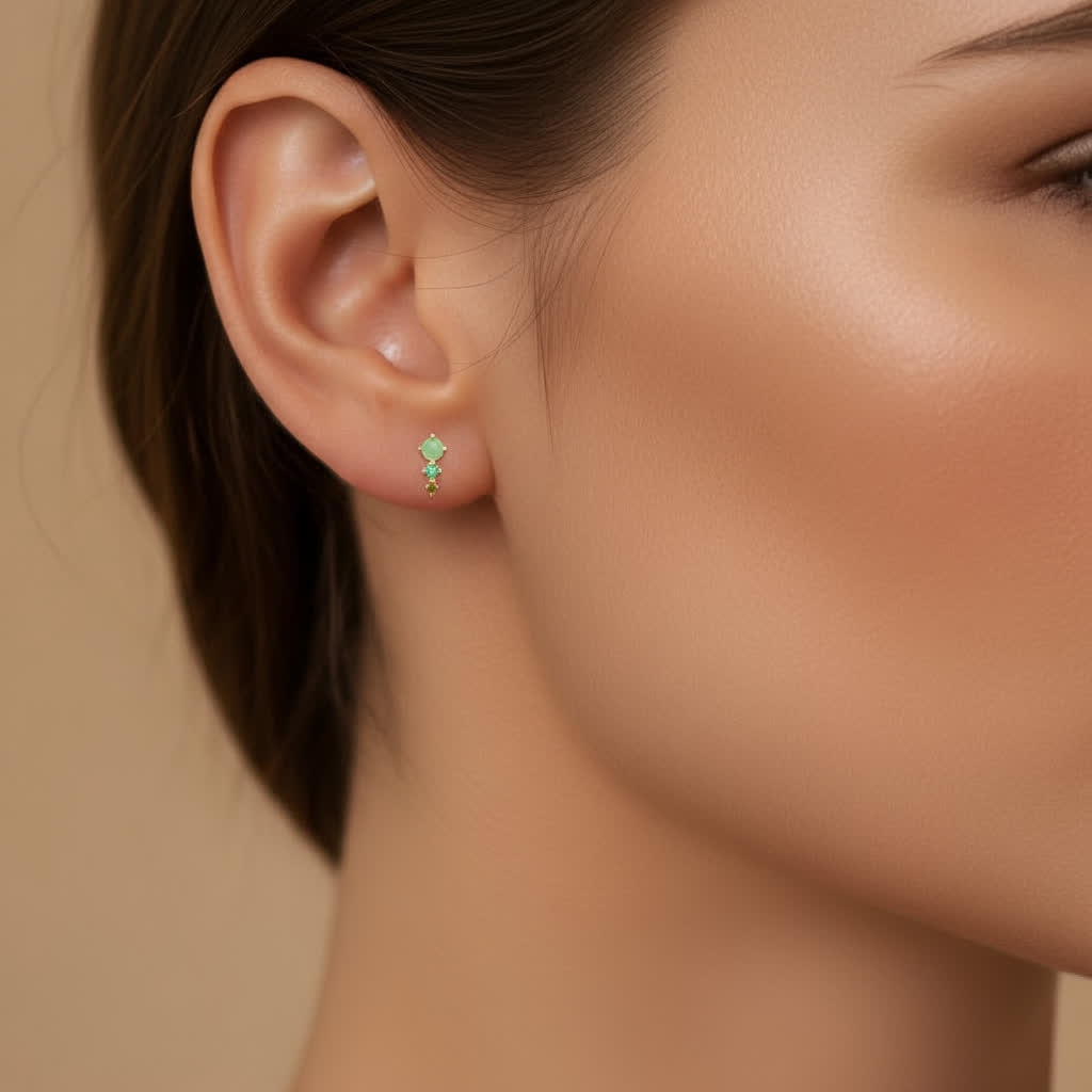 Puces plaqué or et aventurine 