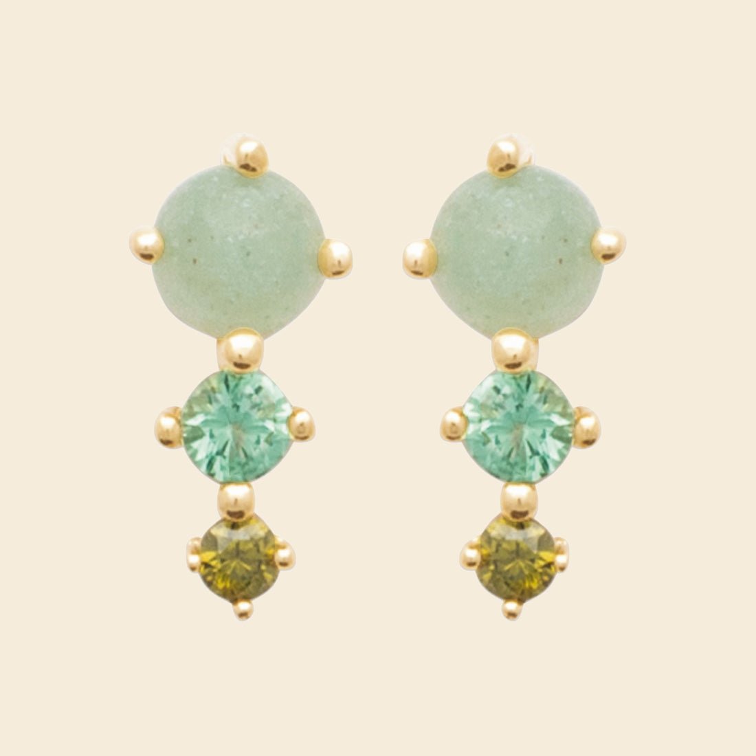 Puces plaqué or et aventurine 