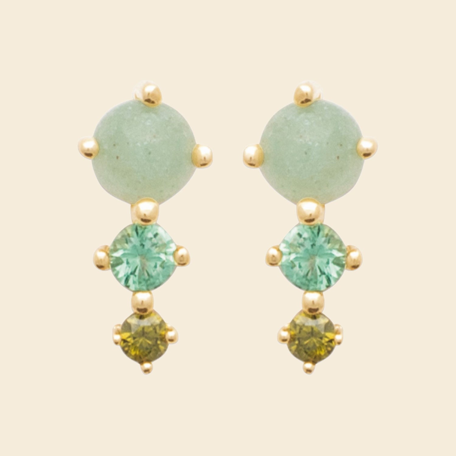 Puces plaqué or et aventurine 