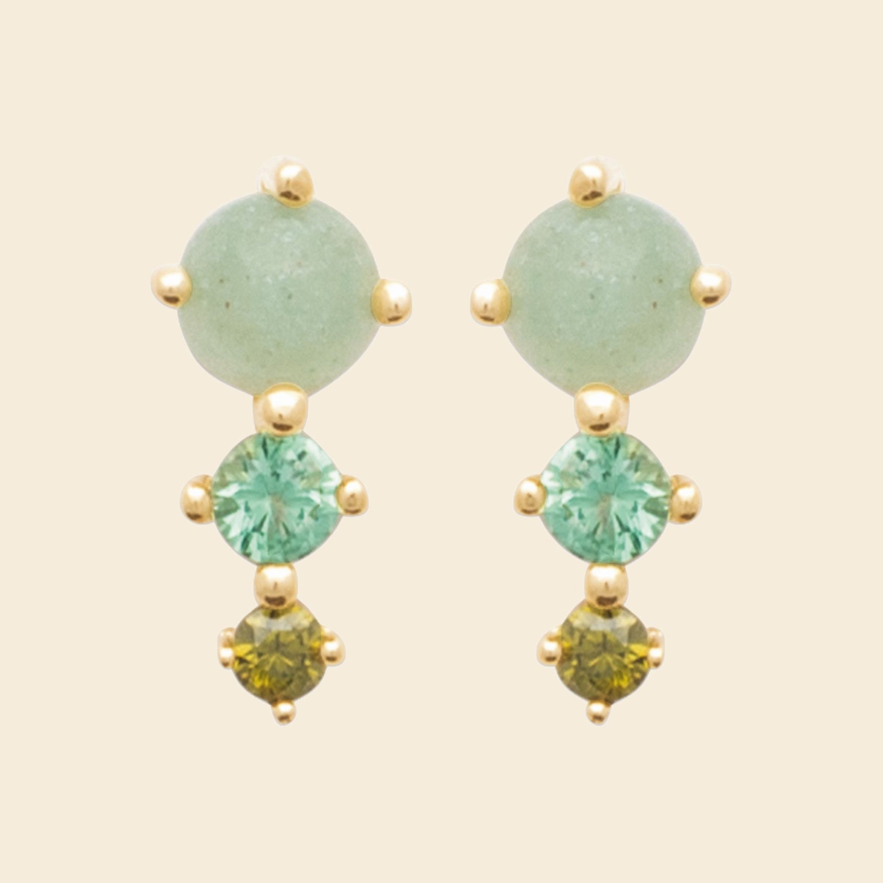 Puces plaqué or et aventurine 