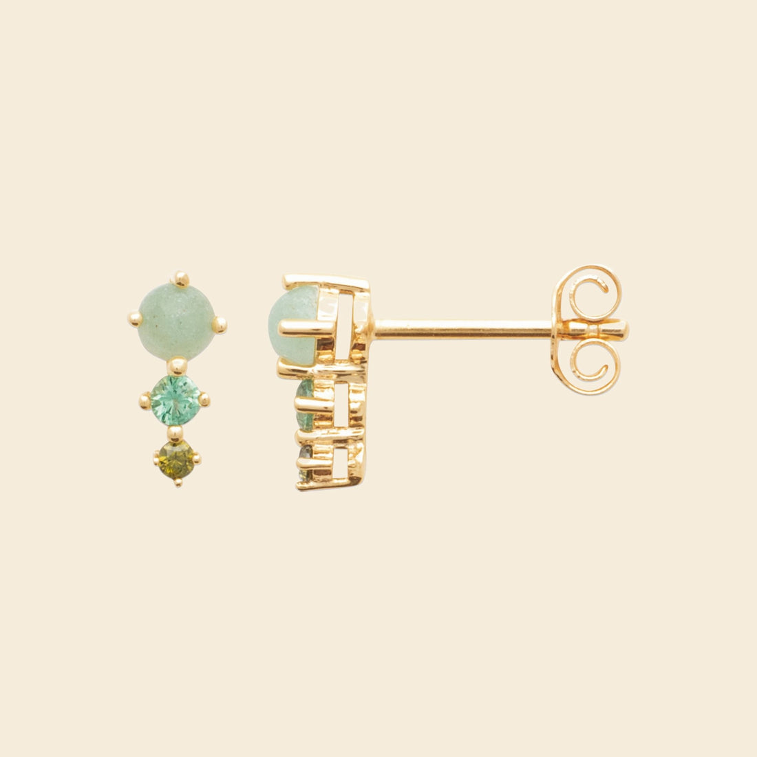 Puces plaqué or et aventurine 