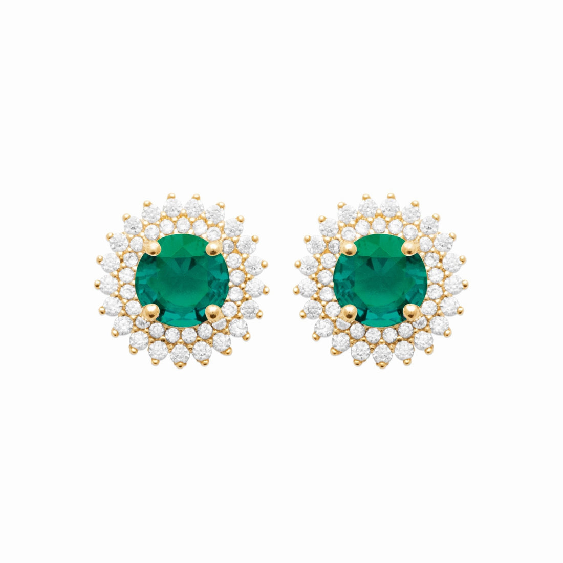 Puces plaqué or et zirconium – brillance émeraude royale 