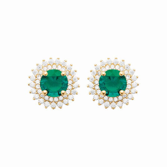 Puces plaqué or et zirconium – brillance émeraude royale 