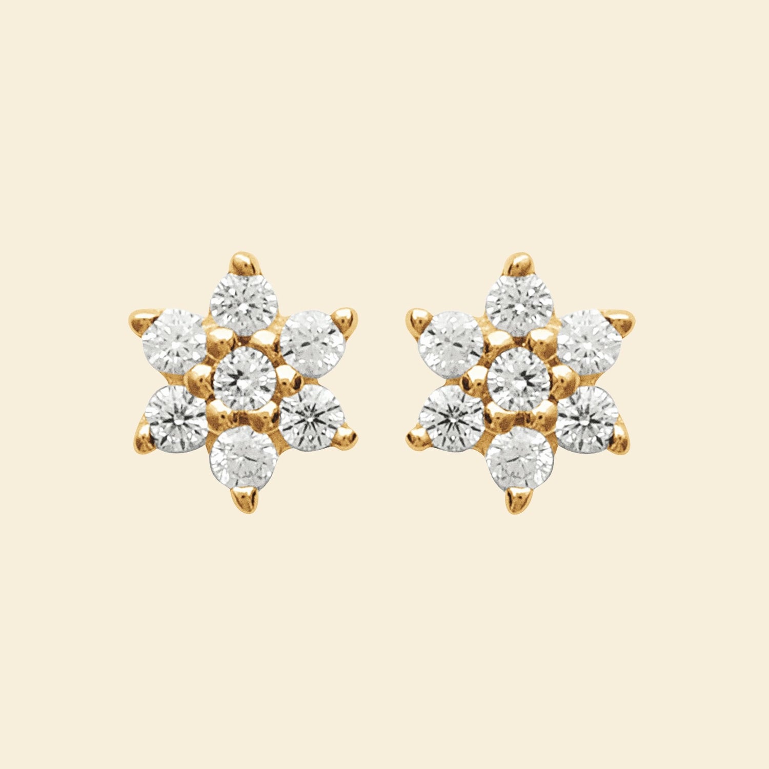 Puces plaqué or étoile &amp; brillants 
