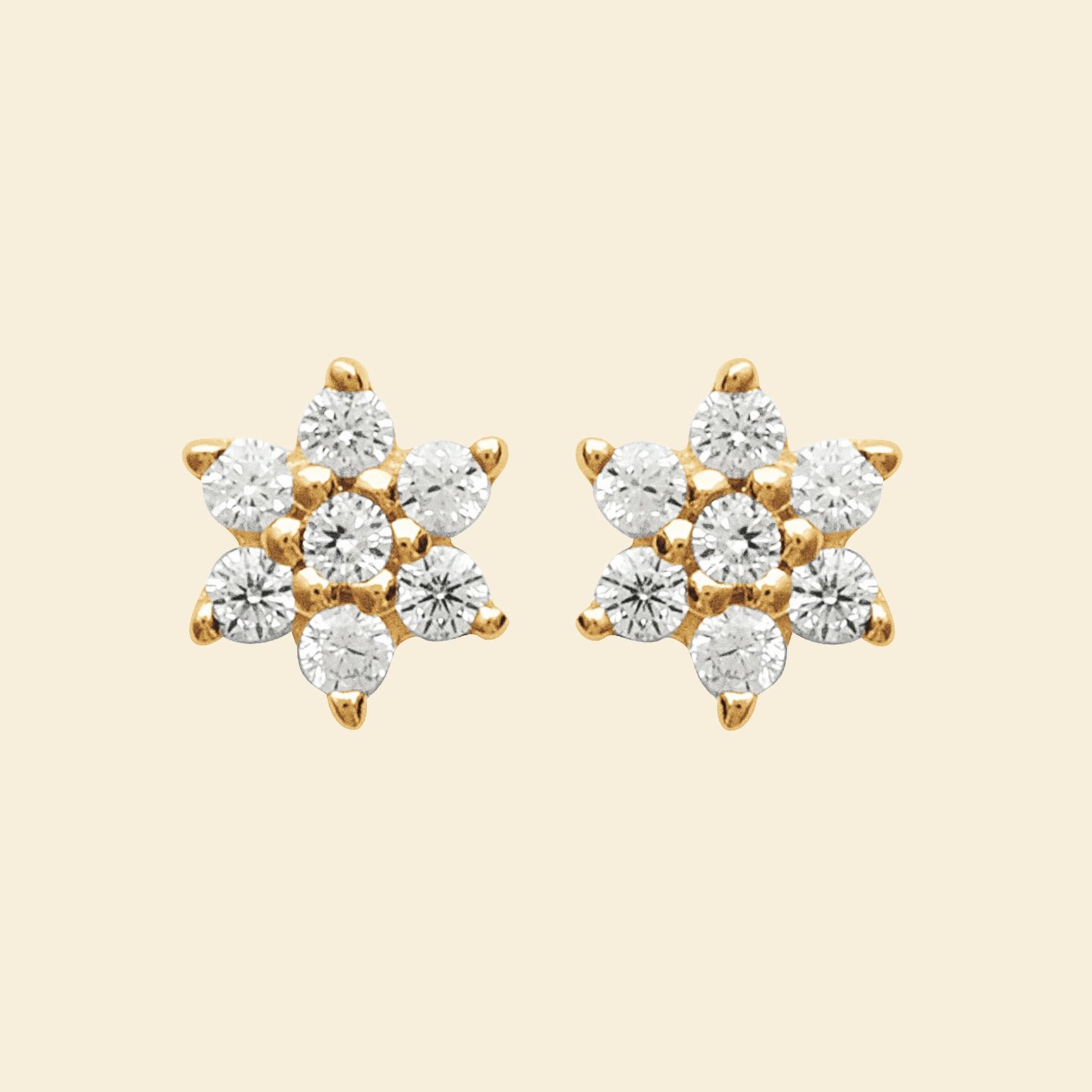 Puces plaqué or étoile &amp; brillants 
