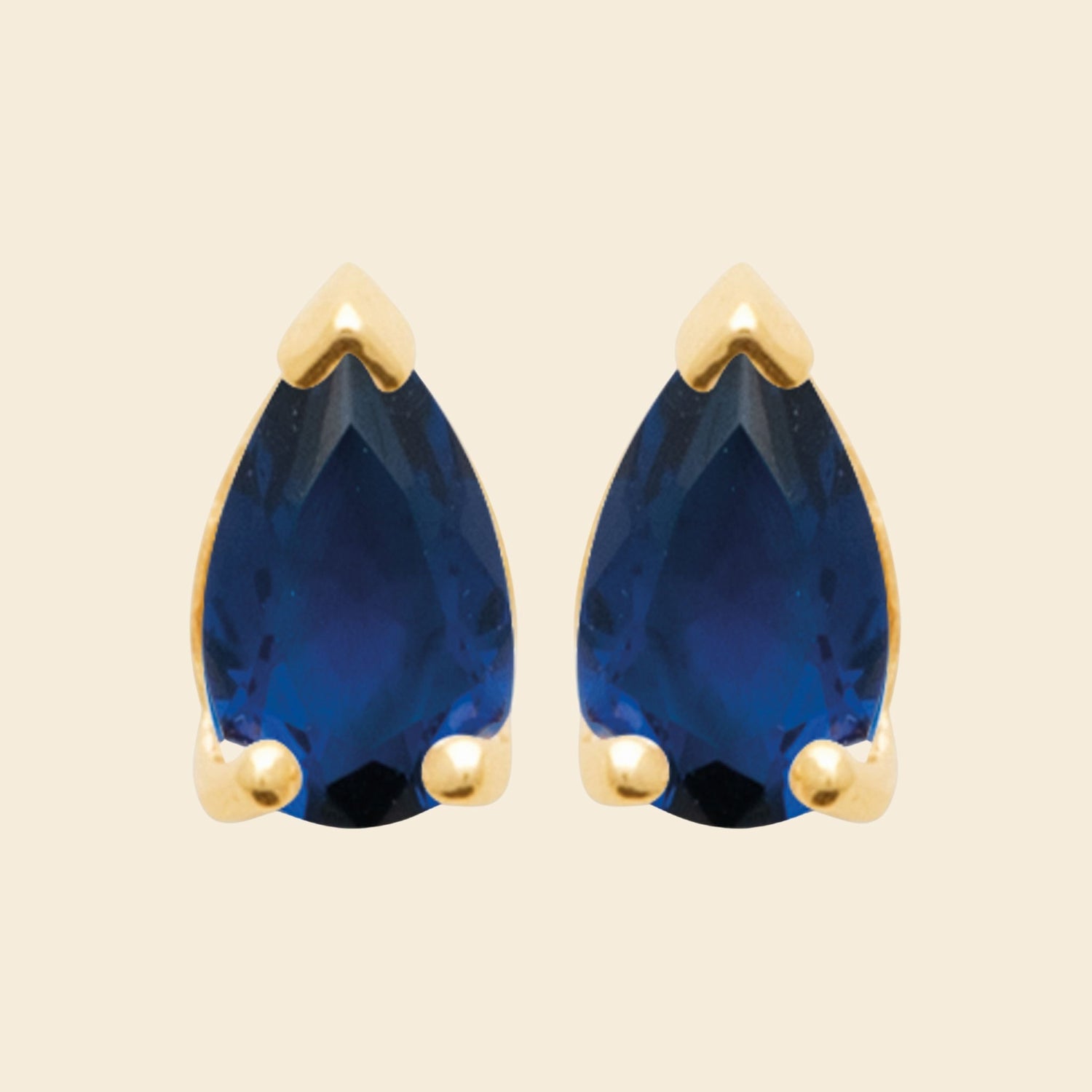 Puces plaqué or goutte bleue 