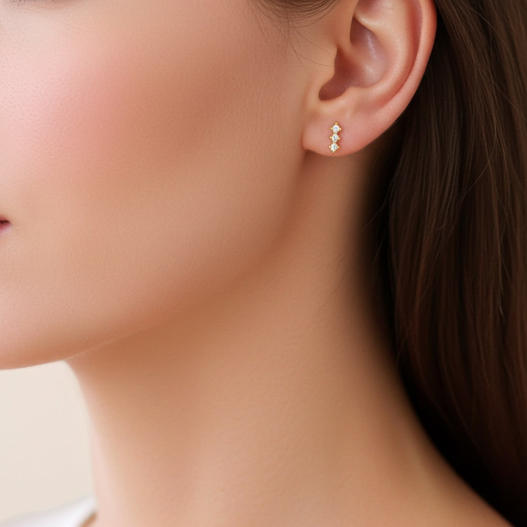 Puces plaqué or zircon - scintillant 