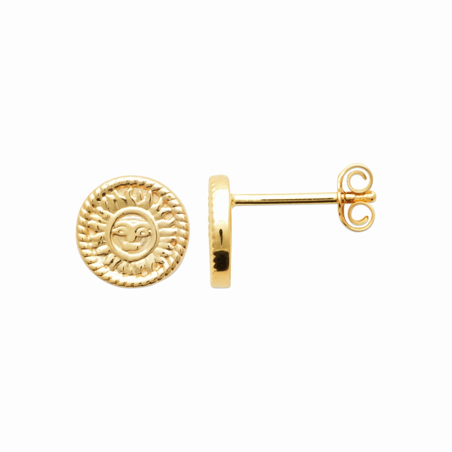 Puces soleil plaqué or 