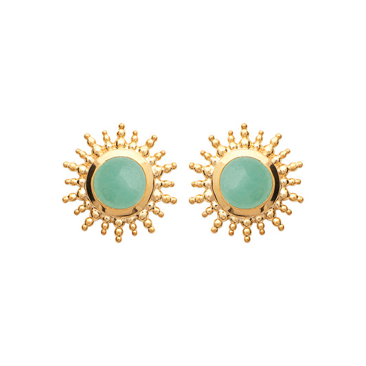 Puces soleil plaqué or & aventurine 