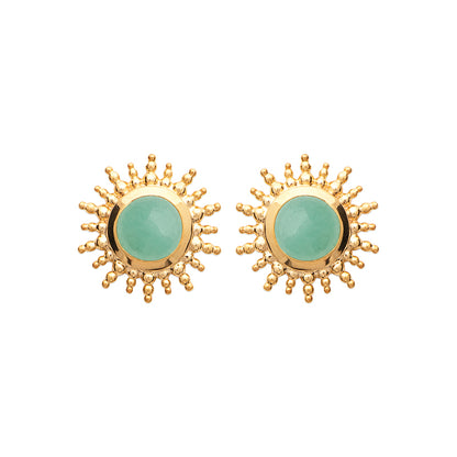Puces soleil plaqué or &amp; aventurine 