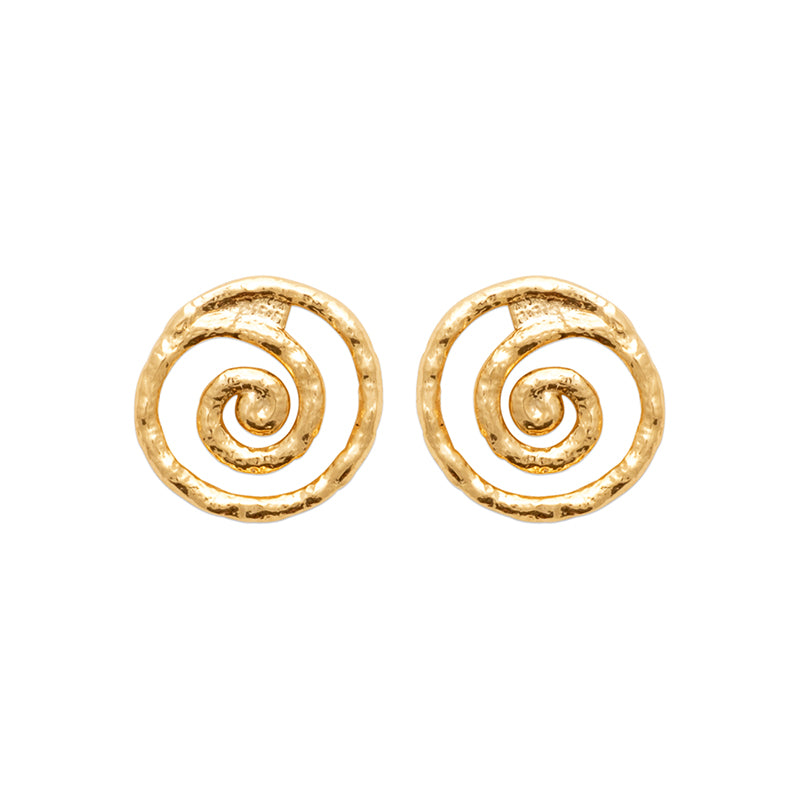 Puces spirale plaqué or – design martelé 