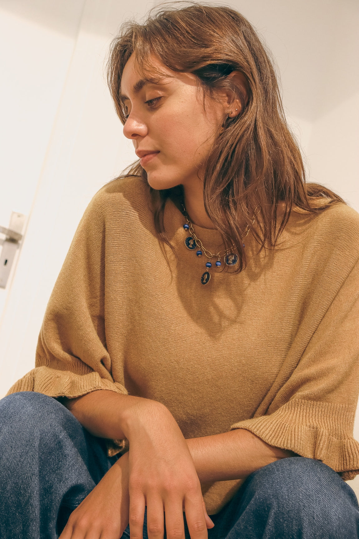 Pull col rond Vanille - manches courtes CAMEL