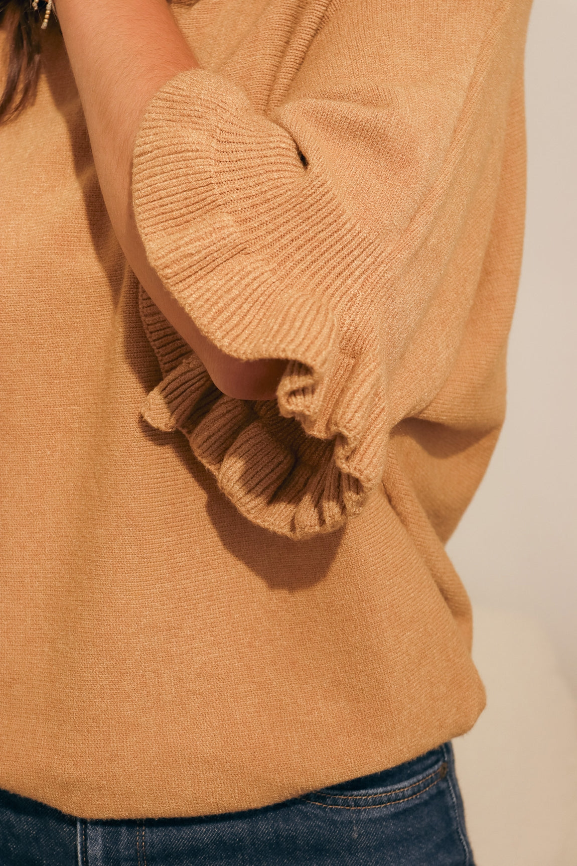 Pull col rond Vanille - manches courtes CAMEL