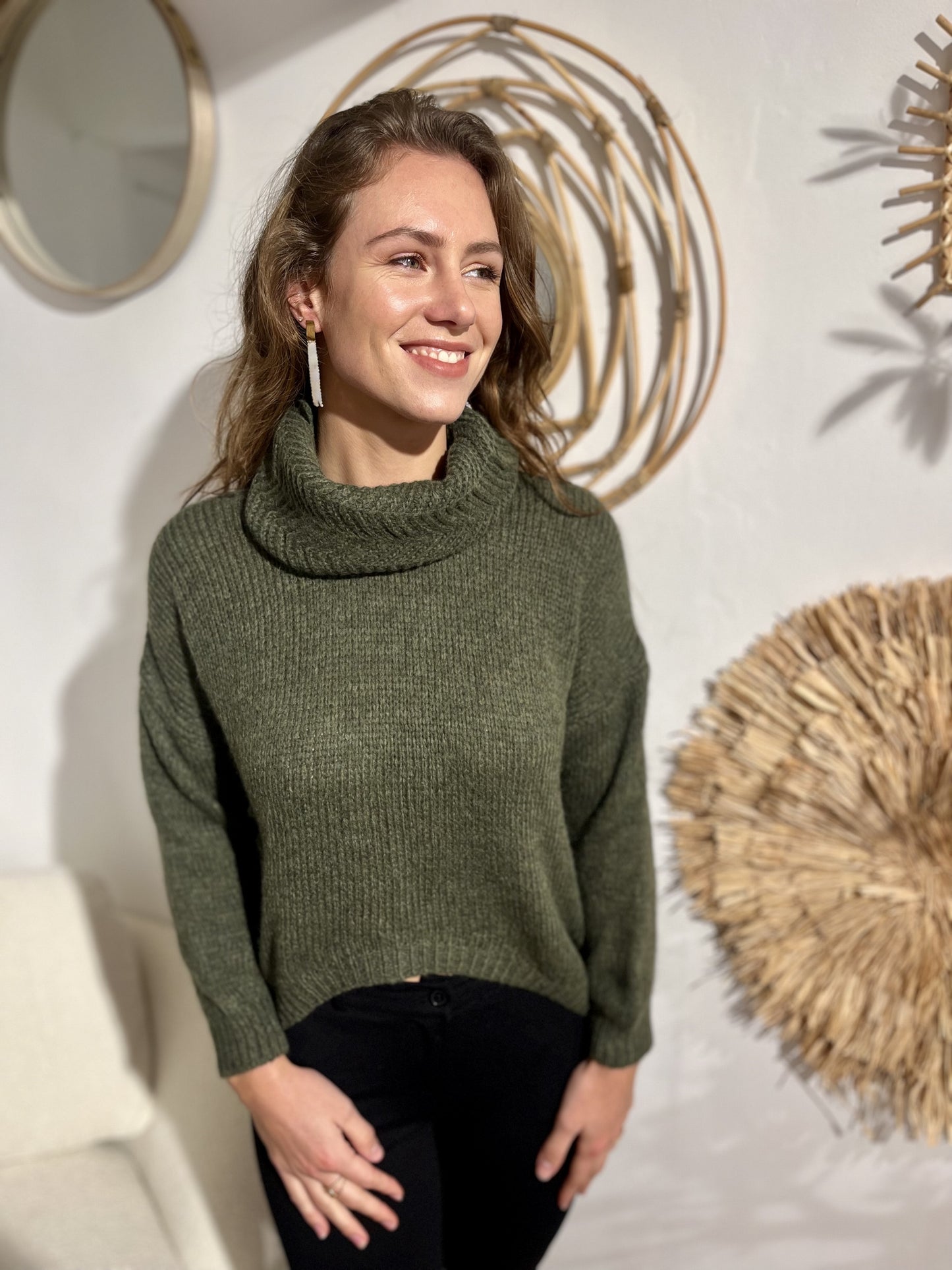 Pull col roulé barbara KAKI