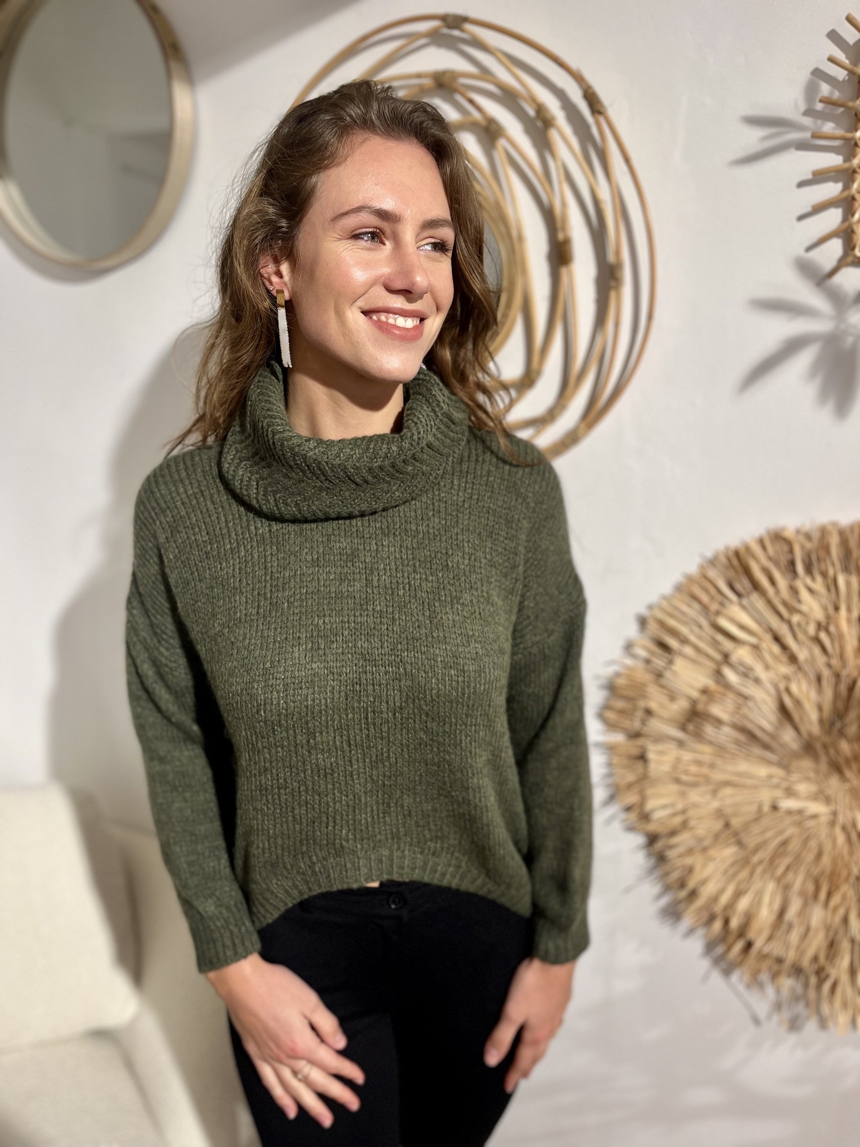 Pull col roulé barbara KAKI