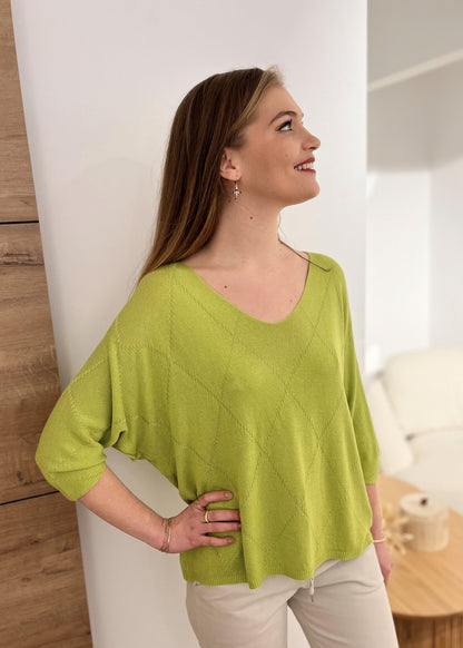 Pull col v texturé POMME