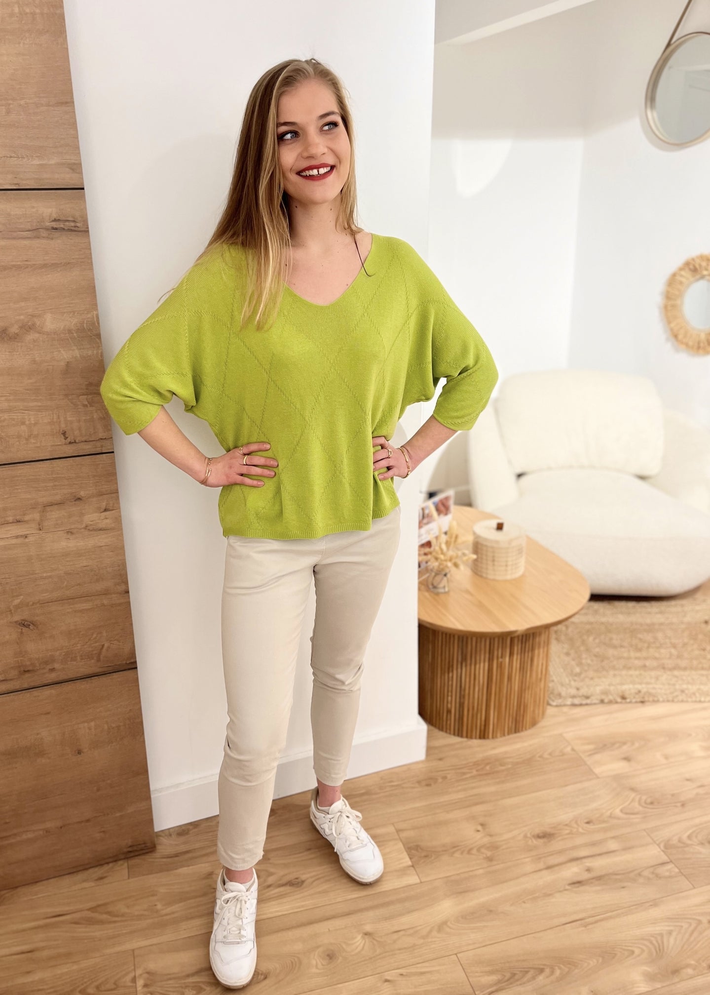 Pull col v texturé POMME