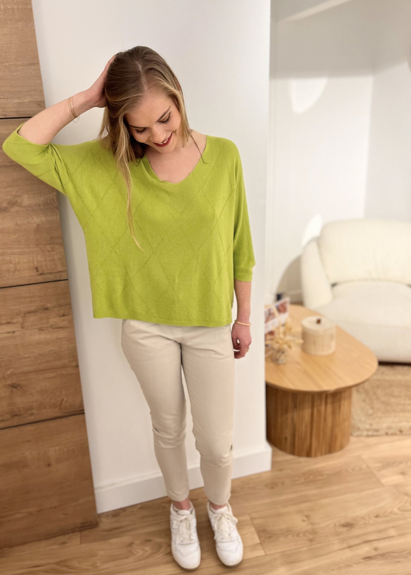 Pull col v texturé POMME