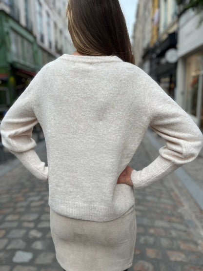 Pull écru Vicky - boutons nacrés BEIGE