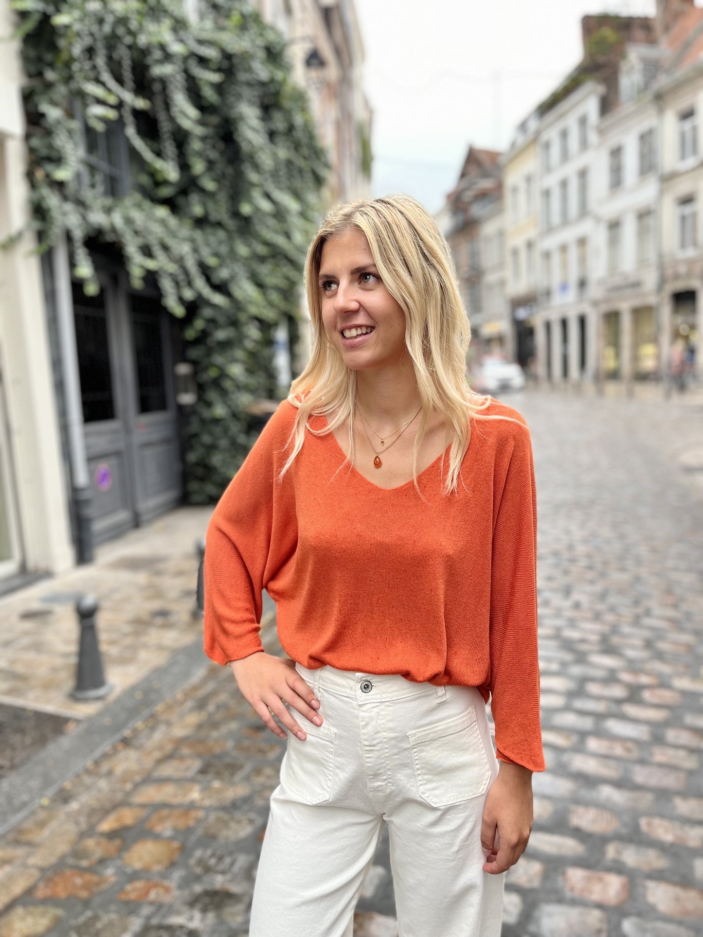Pull manches chauve-souris Lili ORANGE