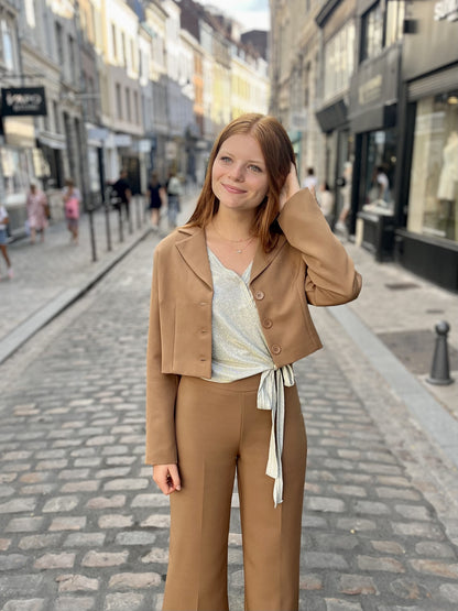Pull paillettes Cache-coeur BEIGE