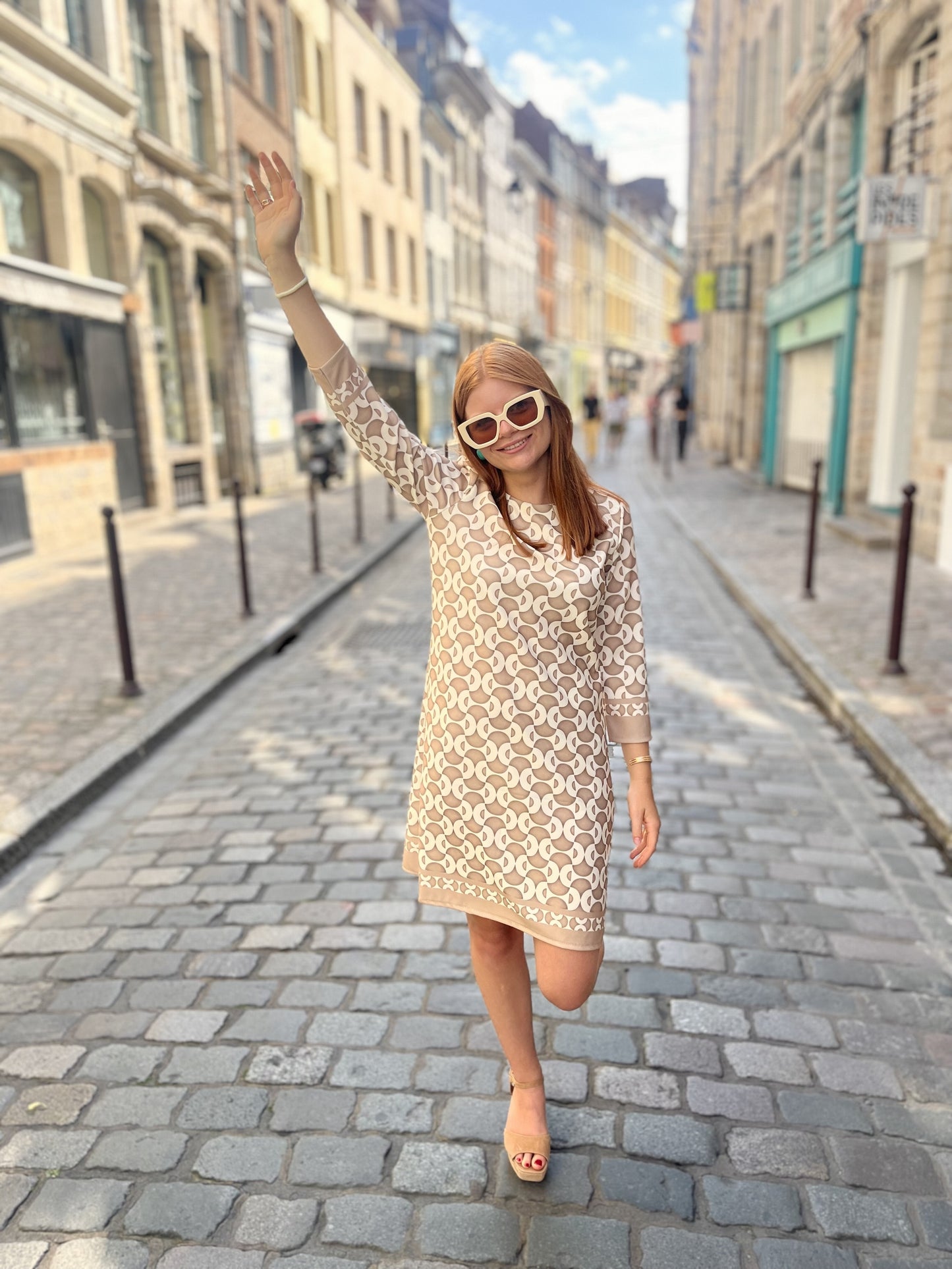 Robe courte à motifs Danie CAMEL