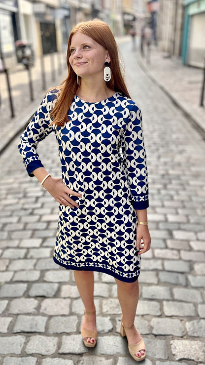 Robe courte à motifs Danie NAVY