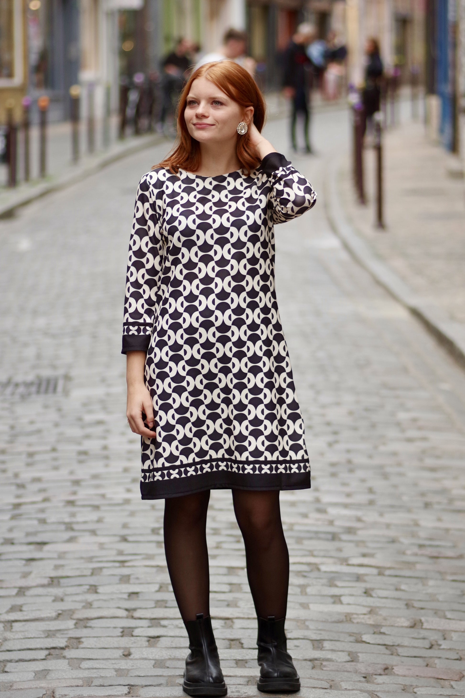 Robe courte à motifs Danie NOIR
