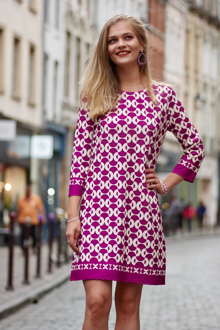 Robe courte à motifs Danie PRUNE