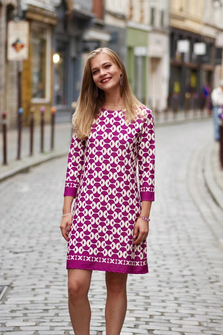 Robe courte à motifs Danie PRUNE