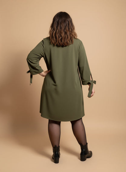 Robe courte Alison - manches nouées KAKI