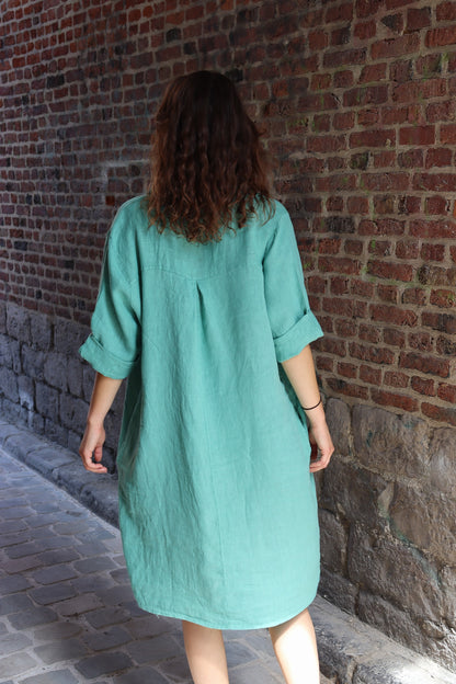 Robe courte lin Aglae MENTHE