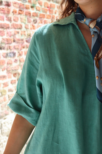 Robe courte lin Aglae MENTHE