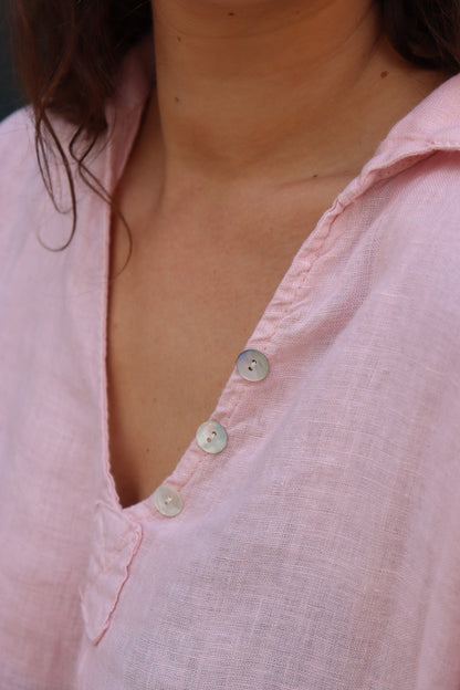Robe courte lin Aglae ROSE PALE